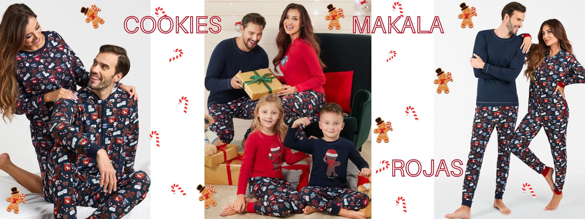 Italian Fashion piżamy świąteczne dla rodziny Cookies Rojas Makala
