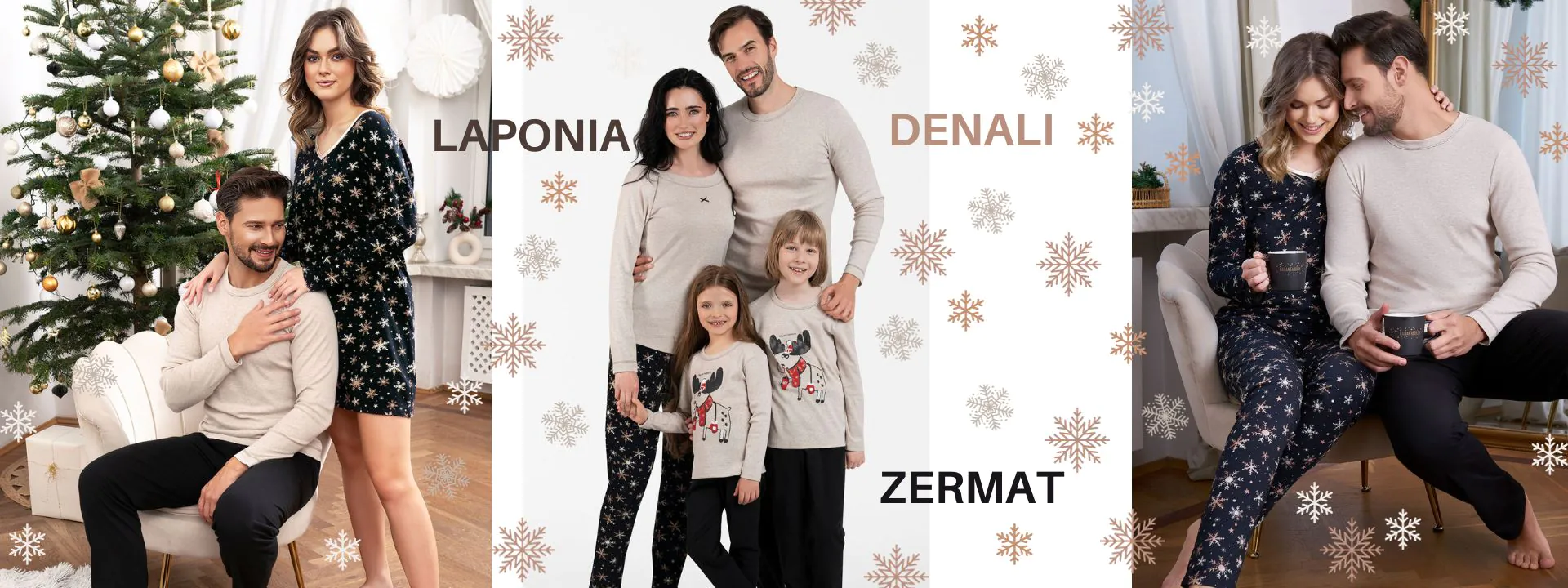 Italian Fashion rodzinne piżamy świąteczne Laponia Denali Zermat