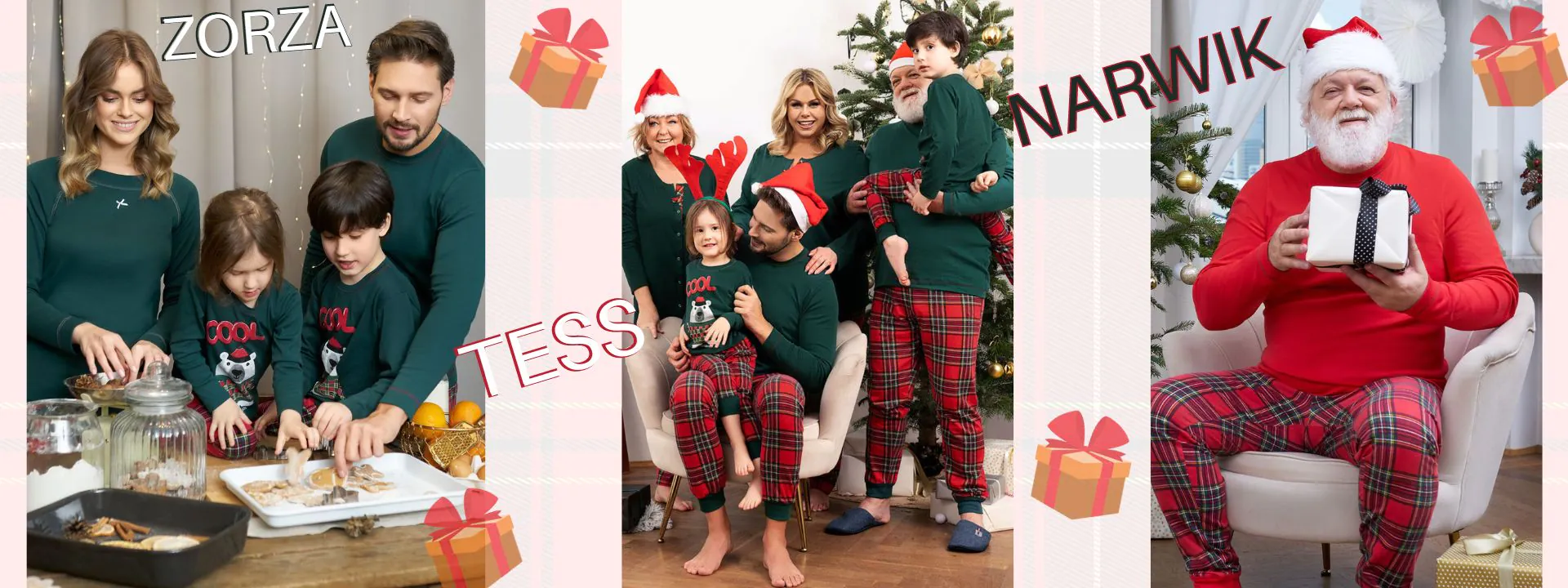 Italian Fashion rodzinne piżamy świąteczne Zorza Narwik Tess