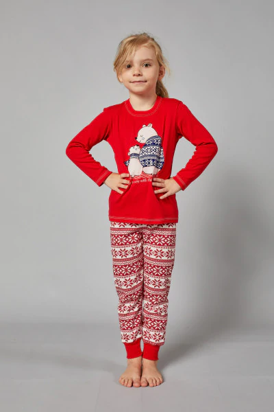 Arktyka piżama dziewczęca długi rękaw, długie spodnie czerwony