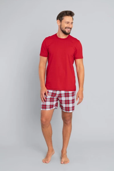 Moss piżama męska krótki rękaw, krótkie spodnie czerwony