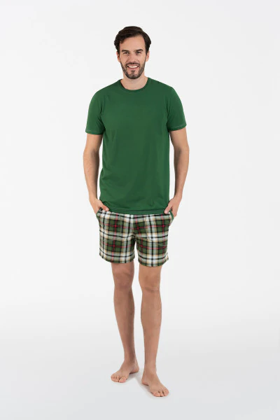 Seward BIS piżama męska krótki rękaw, krótkie spodnie zielona